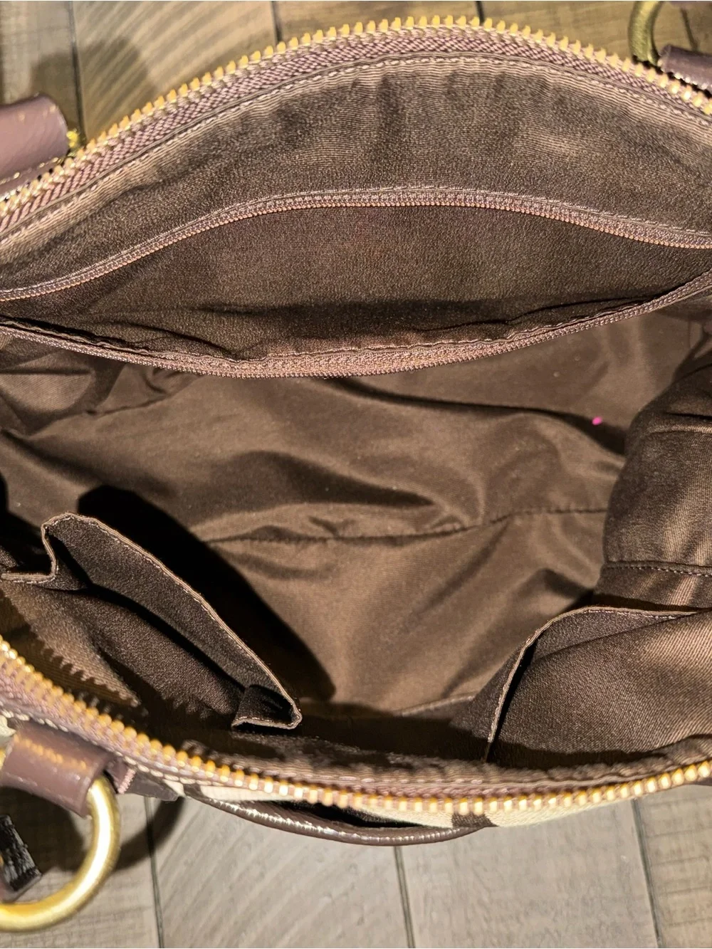Coach Signature Canvas Shoulder Bag in Tan and Brown